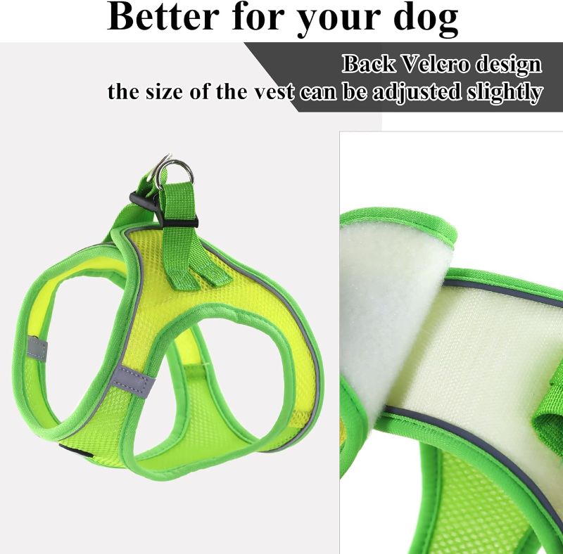 Photo 3 of Balabuki Dog Harness Vest for Small and Medium Dogs No Pull, Easy Walk Soft Step in Escape Proof Reflective Harness and Leash Set, XS (Yellow/Green)
