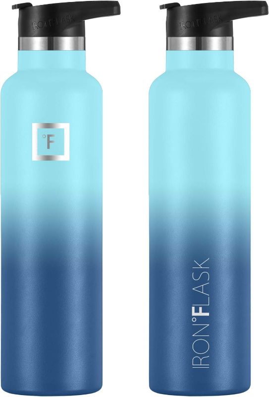 Photo 2 of IRON °FLASK Sports Water Bottle - 24 Oz - 3 Lids (Narrow Straw Lid) Leak Proof Vacuum Insulated Stainless Steel - Hot & Cold Double Walled Insulated...
