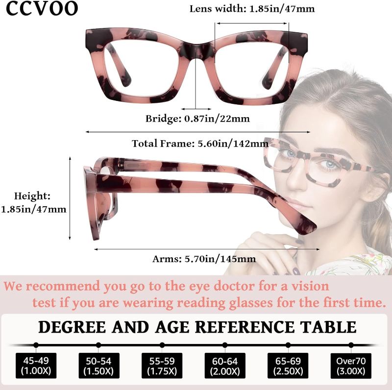 Photo 4 of CCVOO 6 Pack Oprah Style Reading Glasses for Women Blue Light Blocking Computer Square Readers with Spring Hinge Men (A1 Mix, 0.0)
