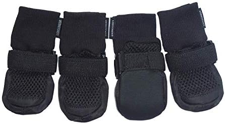 Photo 1 of LONSUNEER Paw Protector Dog Boots Set of 4 Breathable Soft Sole and Nonslip Color Black in 5 Sizes- SIZE M
