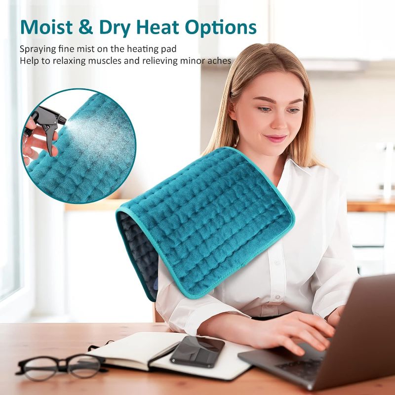 Photo 4 of Electric Heating pad for Back/Shoulder/Neck/Knee/Leg Pain, Cramps and Arthritis Relief, 6 Fast Heating Settings, Auto-Off, Machine Washable, Moist Dry Heat Options, Extra Large 12"x24"
