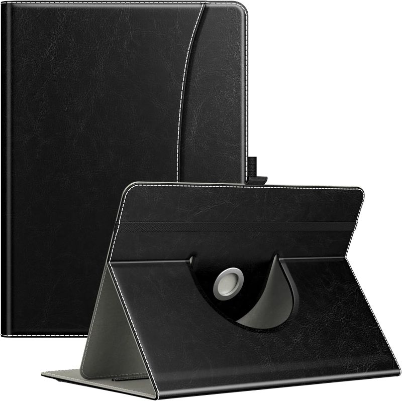 Photo 1 of MoKo Universal Case for 9" - 11" iPad 2022 /iPad Air/iPad Pro/Samsung Galaxy Tab/Lenovo Tab M10 Tablet, Slim 360 Degree Rotatable Back Cover Folio Case, with Stand & Side Pocket, Black
