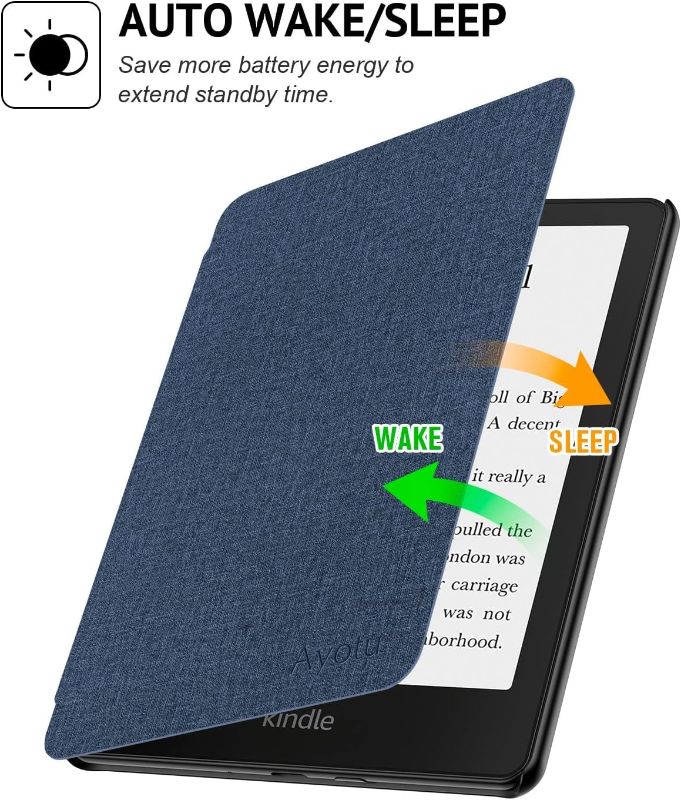 Photo 2 of MOKO Case for All-New 6.8" Kindle Paperwhite (11th Generation - 2021 Release), Durable Smart Cover with Auto Sleep/Wake, Only Fit 2021 Kindle Paperwhite or Signature Edition, Dark Blue
