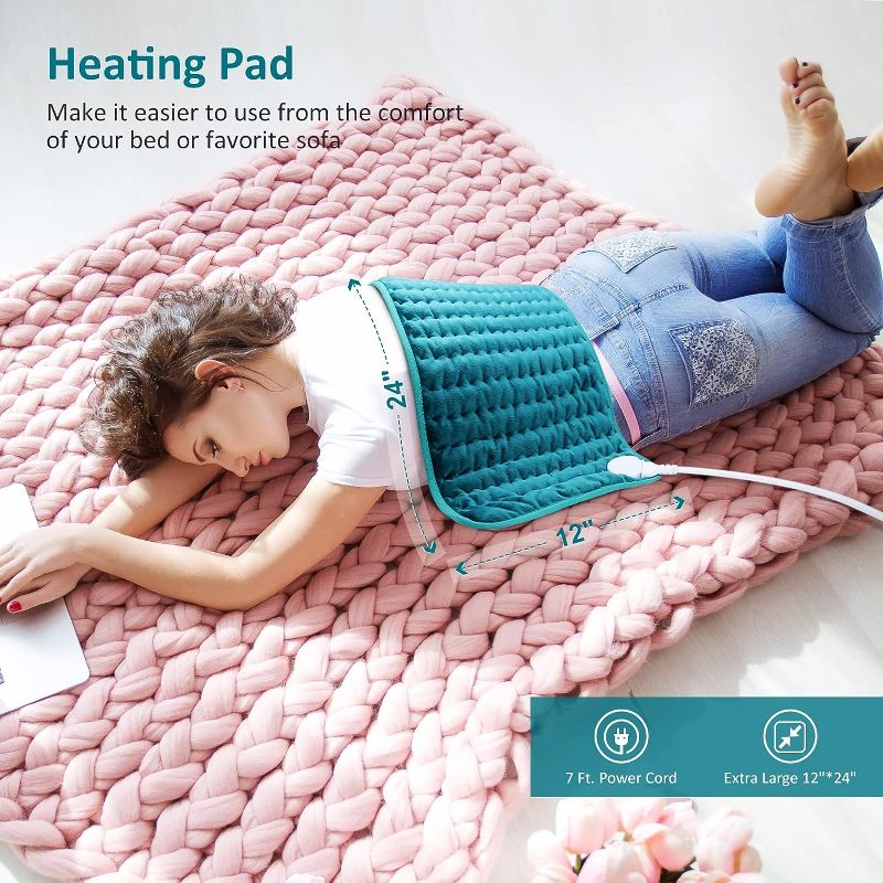 Photo 4 of Electric Heating pad for Back/Shoulder/Neck/Knee/Leg Pain, Cramps and Arthritis Relief, 6 Fast Heating Settings, Auto-Off, Machine Washable, Moist Dry Heat Options, Extra Large 12"x24"
