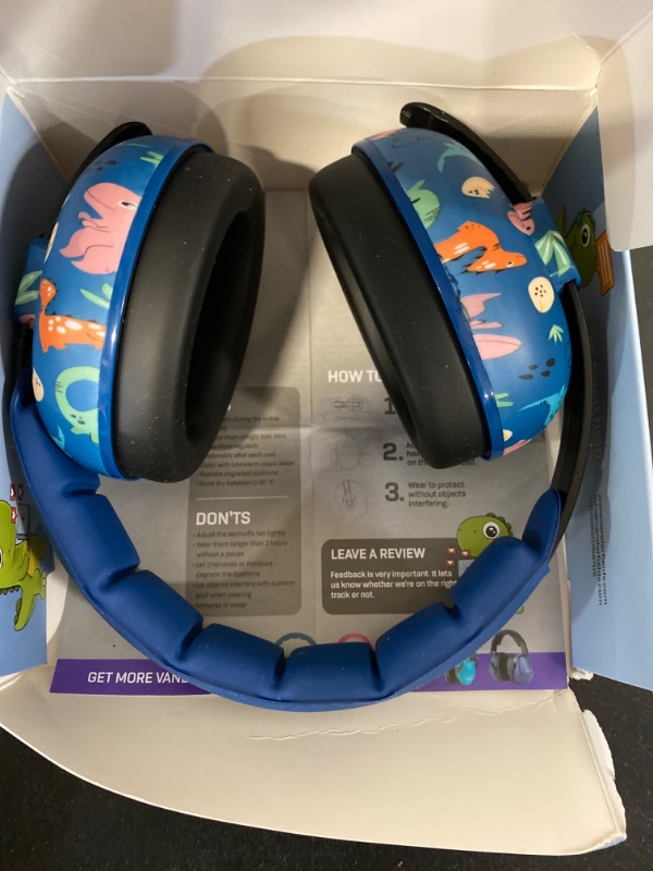 Photo 2 of VANDERFIELDS- Noise Cancelling Headphones for Kids,Toddlers,Teens Boys Ages 1-12,Dinosaur Ear Hearing Protection Sound Proof Safety Earmuffs for Concerts,Monster Trucks,Sensitive Ears
