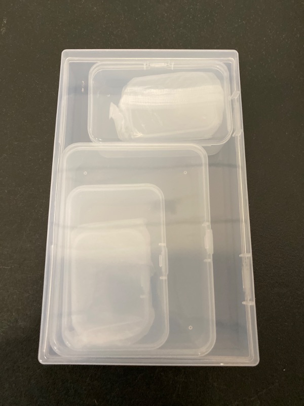 Photo 5 of Qeirudu 6 Pcs Small Plastic Containers with Lids - Mini Plastic Craft Storage Boxes with Hinged Lids Clear Bead Organizer for Jewelry Findings and Art...
