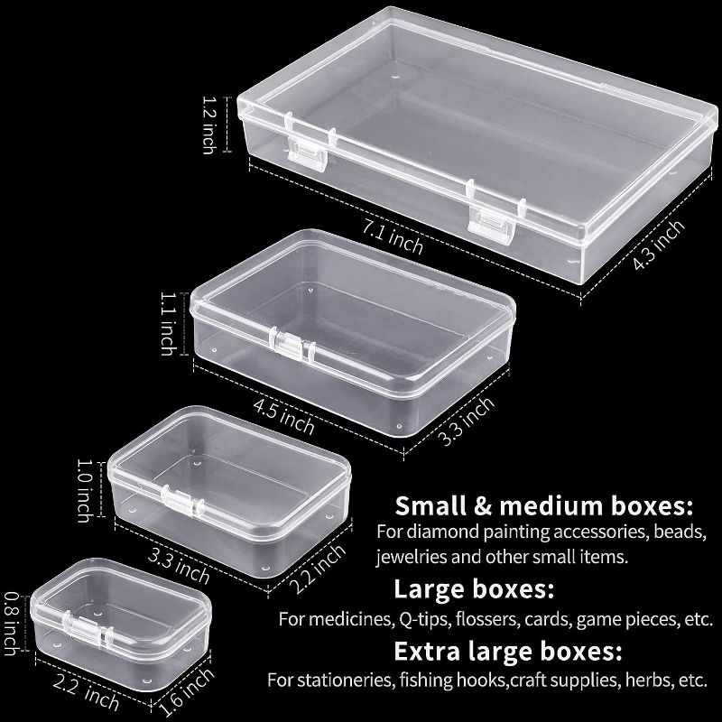 Photo 4 of Qeirudu 6 Pcs Small Plastic Containers with Lids - Mini Plastic Craft Storage Boxes with Hinged Lids Clear Bead Organizer for Jewelry Findings and Art...

