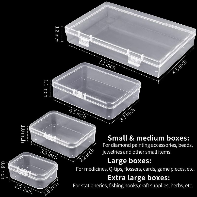 Photo 2 of Qeirudu 6 Pcs Small Plastic Containers with Lids - Mini Plastic Craft Storage Boxes with Hinged Lids Clear Bead Organizer for Jewelry Findings and Art...
