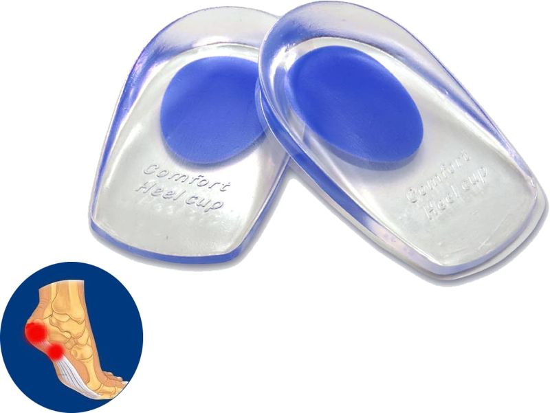 Photo 1 of ZLMC Silicone Gel Heel Cups- Pair of Heel Cushion Shoe Inserts Plantar Fasciitis Inserts - Silicone Gel Heel Pads for Heel Pain, Bone Spur & Achilles Pain (Blue)
