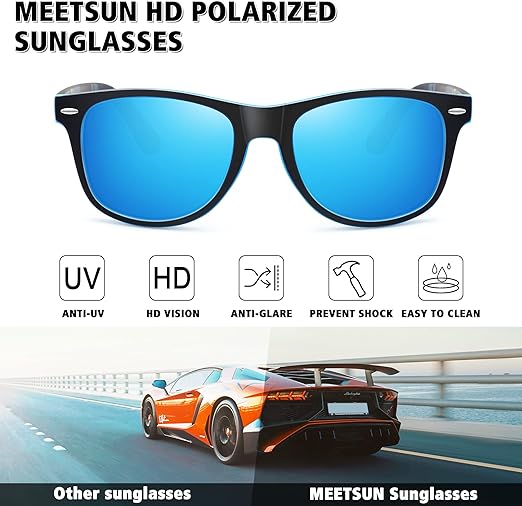 Photo 2 of MEETSUN Polarized Sunglasses for Men Women Classic Retro Driving Sun Glasses 100% UV Protection

