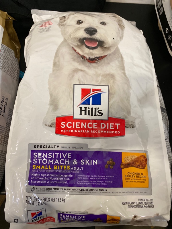 Photo 3 of Hill's Science Diet Adult Sensitive Stomach and Skin, Small Bites Dry Dog Food, Chicken & Barley Recipe, 30 lb. Bag

