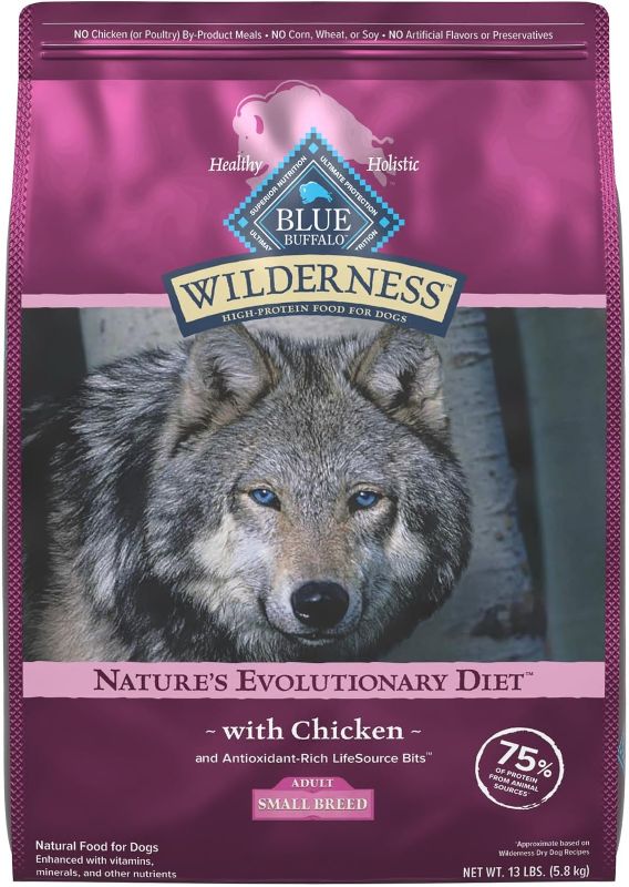 Photo 1 of Blue Buffalo Wilderness High Protein Natural Small Breed Adult Dry Dog Food plus Wholesome Grains, Chicken 13 lb bag
