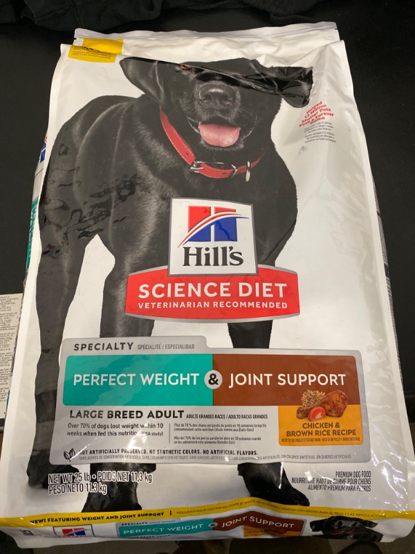 Photo 1 of Hill's Science Diet Perfect Weight & Joint Support Chicken Flavored Large Breed Adult Dry Dog Food, 25-lb bag
