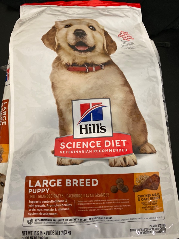 Photo 1 of Hill's Science Diet Dry Dog Food, Puppy, Large Breeds, With Real Meat And Whole Grains, Chicken Meal And Oats Recipe, 15.5 lb. Bag
