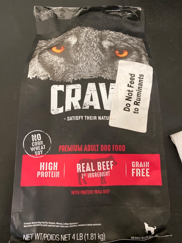 Photo 2 of CRAVE Grain Free High Protein Adult Dry Dog Food, Beef, 4 lb. Bag
