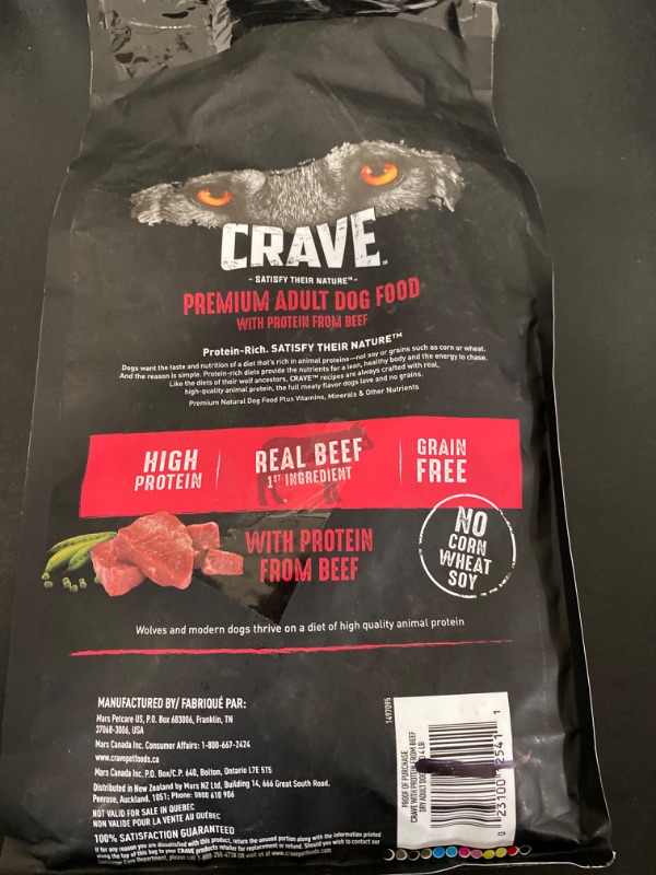 Photo 3 of CRAVE Grain Free High Protein Adult Dry Dog Food, Beef, 4 lb. Bag
