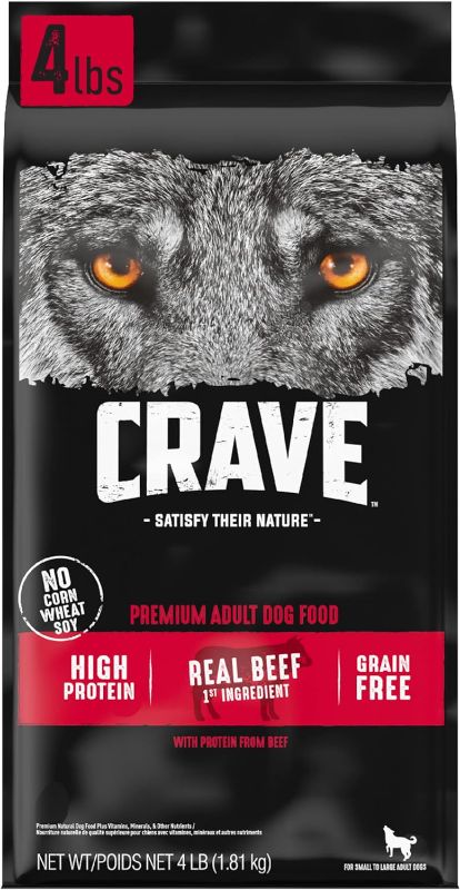 Photo 1 of CRAVE Grain Free High Protein Adult Dry Dog Food, Beef, 4 lb. Bag
