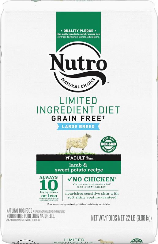 Photo 1 of NUTRO Limited Ingredient Diet Adult Large Breed Dry Dog Food Lamb & Sweet Potato Dog Kibble, 22 lb. Bag
