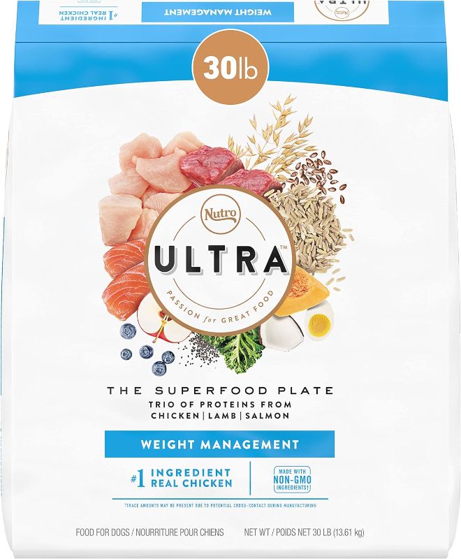 Photo 1 of NUTRO ULTRA Adult Weight Management High Protein Natural Dry Dog Food for Weight Control with a Trio of Proteins from Chicken, Lamb and Salmon, 30 lb. Bag

