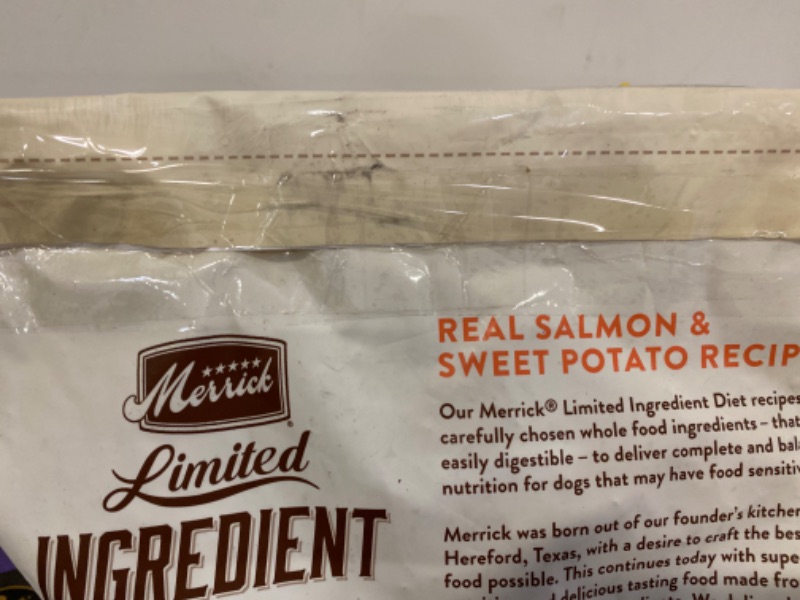 Photo 4 of Merrick Limited Ingredient Diet Grain Free Dry Dog Food Real Salmon & Sweet Potato Recipe - 22.0 lb Bag
