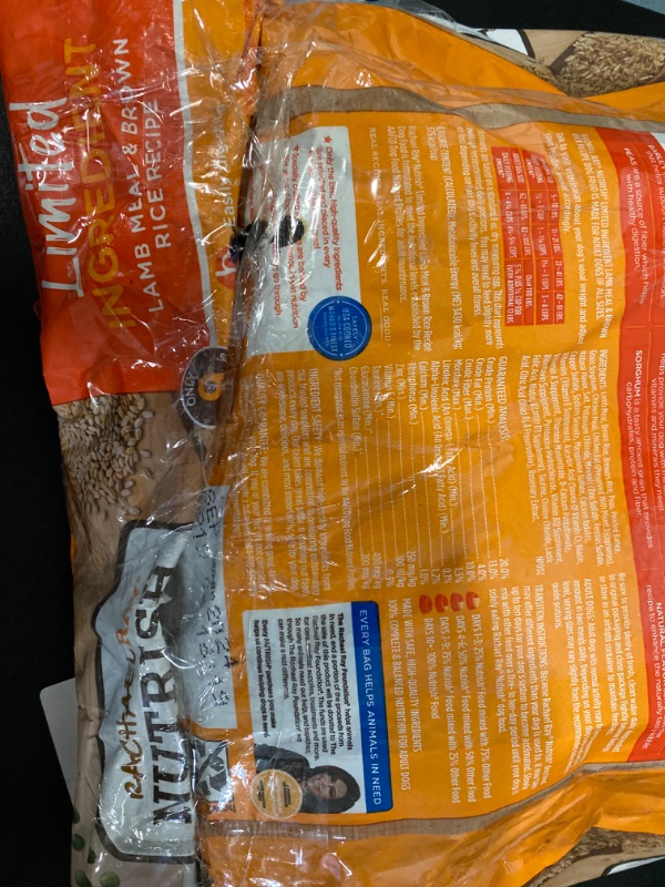 Photo 4 of Rachael Ray Nutrish Limited Ingredient Lamb Meal & Brown Rice Recipe, Dry Dog Food, 14 Pound Bag (Packaging Design May Vary)
