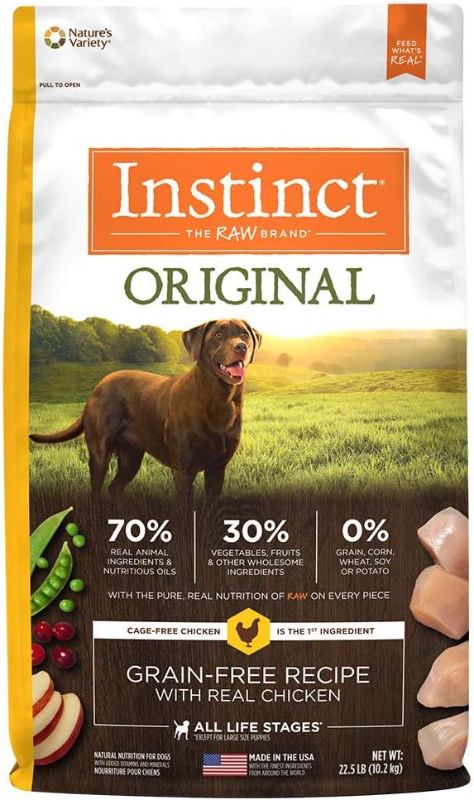 Photo 1 of Instinct Grain Free Dry Dog Food, Original Raw Coated Real Chicken Natural High Protein Dog Food, 22.5 lb. Bag
