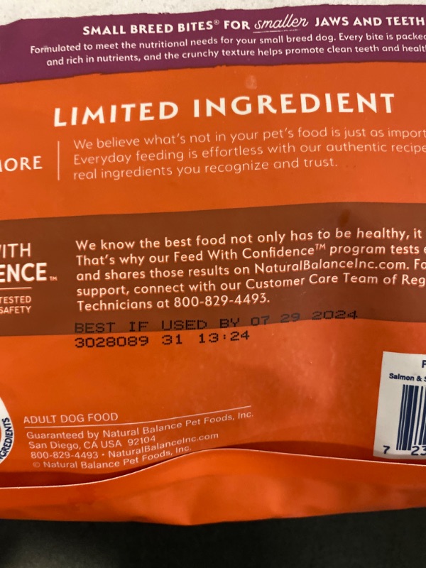 Photo 3 of Natural Balance Limited Ingredient Small Breed Adult Grain-Free Dry Dog Food, Salmon & Sweet Potato Recipe, 4 Pound 
