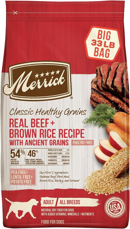 Photo 1 of Merrick Classic Healthy Grains Dry Dog Food Real Beef & Brown Rice Recipe with Ancient Grains, Offer - 33 lb. Bag
