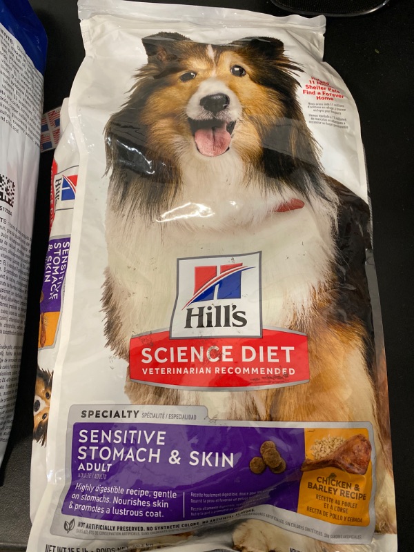 Photo 2 of Hill's Science Diet Dry Dog Food, Adult, Sensitive Stomach & Skin, Chicken Recipe, 15.5 lb. Bag
