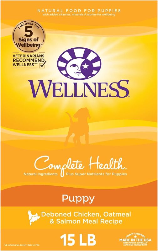 Photo 1 of Wellness Complete Health Dry Puppy Food, Chicken, Salmon & Oatmeal, 15-Pound Bag
