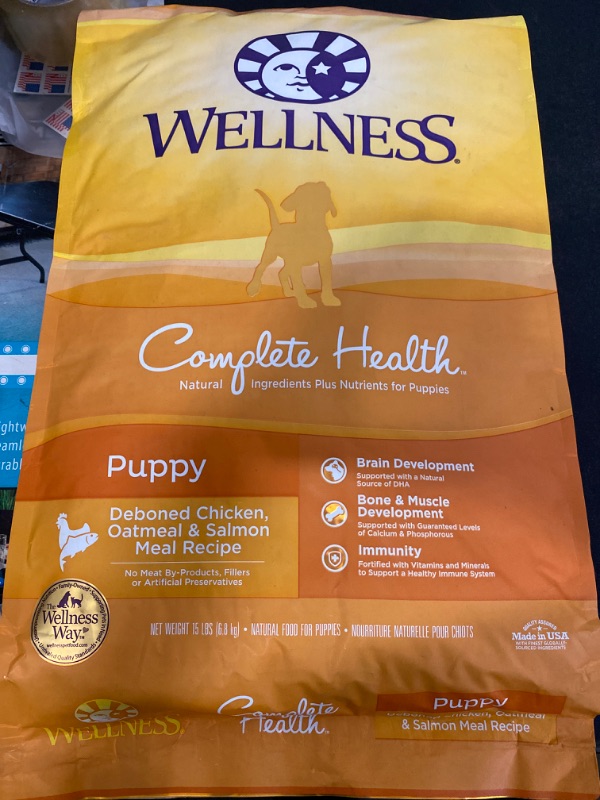 Photo 2 of Wellness Complete Health Dry Puppy Food, Chicken, Salmon & Oatmeal, 15-Pound Bag
