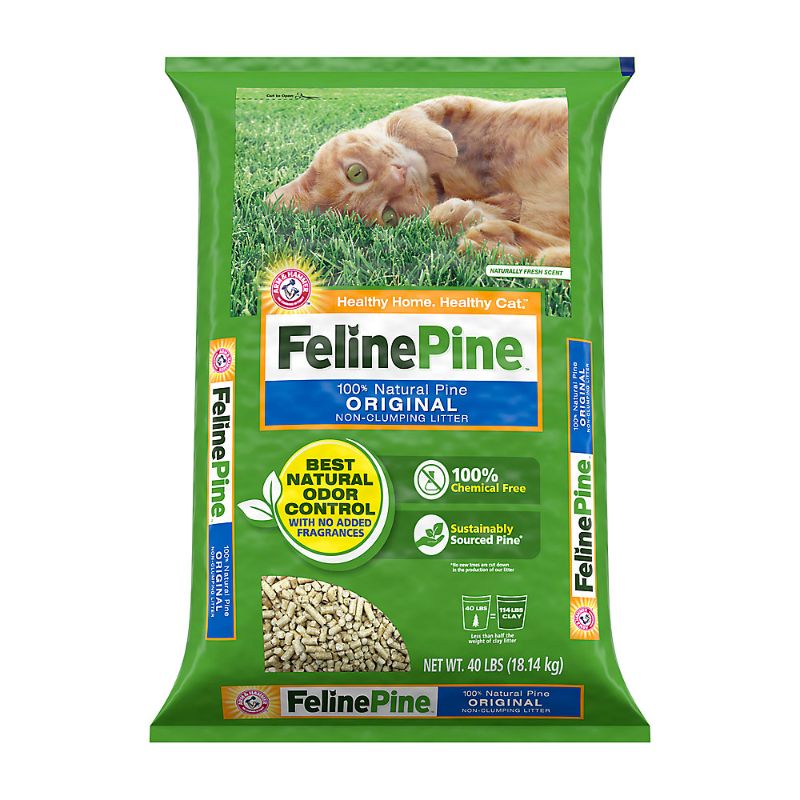 Photo 1 of Feline Pine Non-Clumping Pine Cat Litter - Scented, Low Dust, Natural
