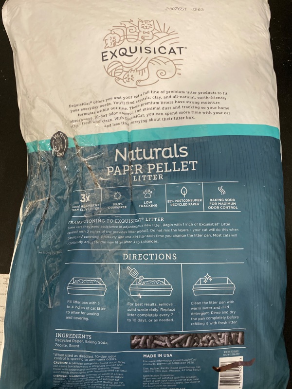 Photo 3 of ExquisiCat Naturals Multi-Cat Paper Pellet Cat Litter - Scented, Low Dust, Low Tracking, Natural 25lb
