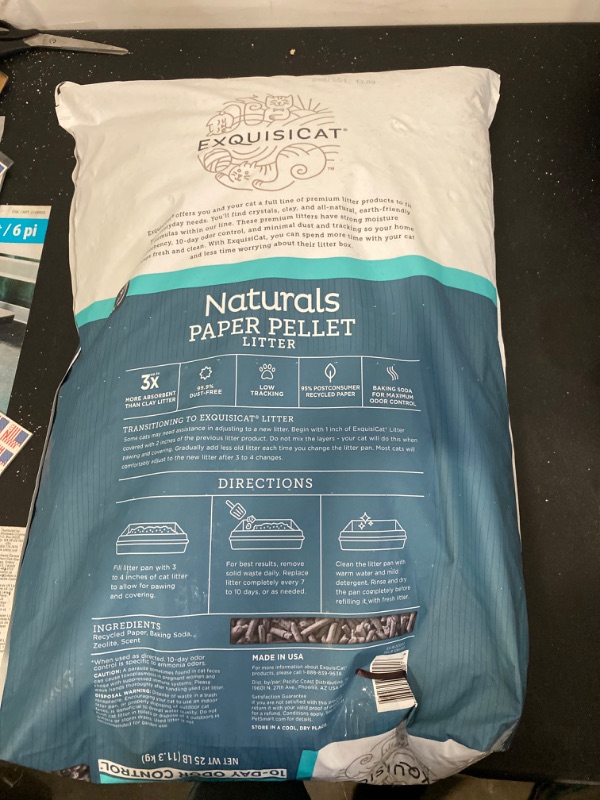 Photo 3 of ExquisiCat Naturals Multi-Cat Paper Pellet Cat Litter - Scented, Low Dust, Low Tracking, Natural 25lb
