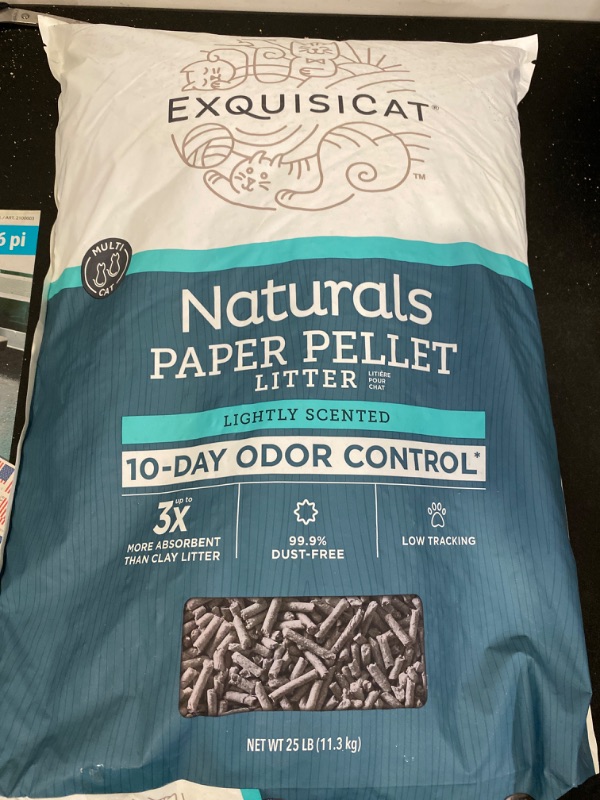 Photo 2 of ExquisiCat Naturals Multi-Cat Paper Pellet Cat Litter - Scented, Low Dust, Low Tracking, Natural 25lb
