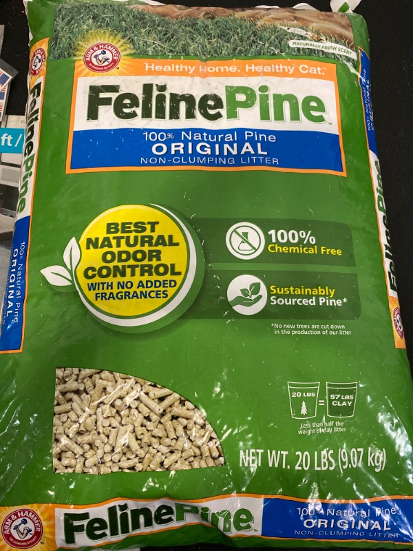 Photo 2 of Feline Pine Non-Clumping Pine Cat Litter - Scented, Low Dust, Natural 20lb
