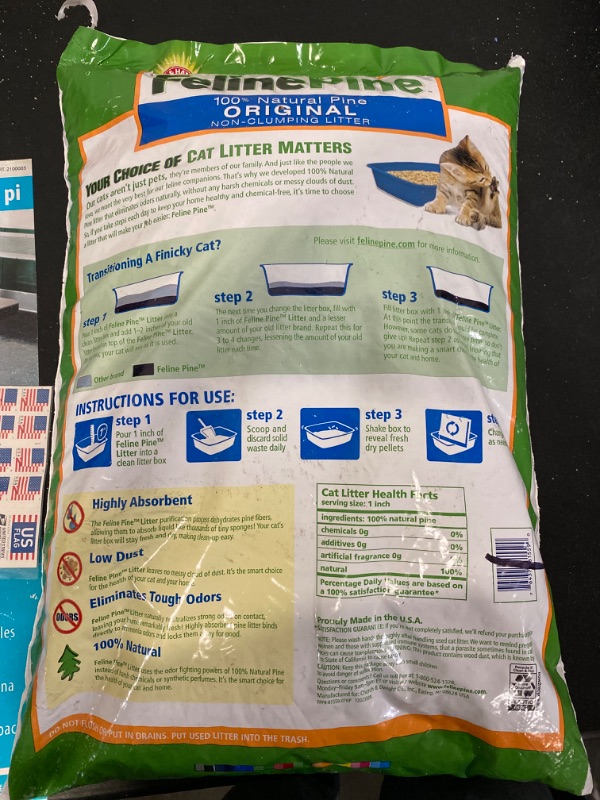 Photo 3 of Feline Pine Non-Clumping Pine Cat Litter - Scented, Low Dust, Natural 20lb
