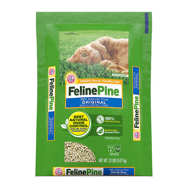 Photo 1 of Feline Pine Non-Clumping Pine Cat Litter - Scented, Low Dust, Natural 20lb
