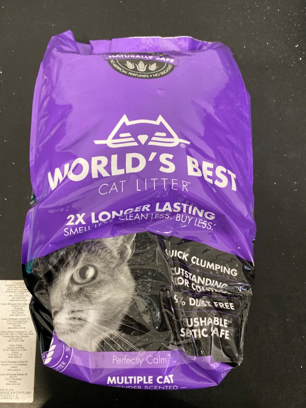 Photo 2 of World's Best ™ Perfectly Calm Clumping Multi-Cat Corn Cat Litter - Lavender Scent, Natural 15lb
