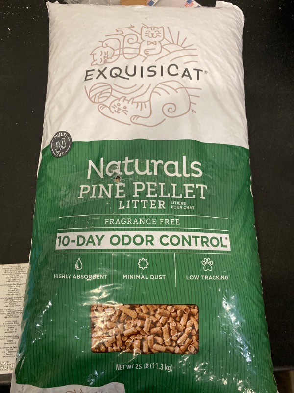 Photo 2 of ExquisiCat Naturals Multi-Cat Pine Pellet Cat Litter - Unscented, Low Dust, Low Tracking, Natural 25lb
