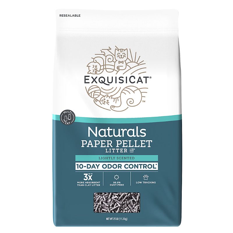 Photo 1 of ExquisiCat Naturals Multi-Cat Paper Pellet Cat Litter - Scented, Low Dust, Low Tracking, Natural
25lb