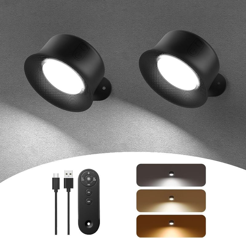 Photo 1 of Wall Lights,LED Wall Sconces Set of 2 with 3200mAh Rechargeable Battery 3 Color Temperatures and Brightness Dimmable Touch and Remote Control,Cordless Wall Mounted Reading Lamp Light for Bedside Home
