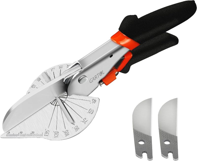 Photo 1 of GARTOL Multifunctional Trunking/Miter Shears for Angular Cutting of Moulding and Trim, Adjustable at 45 To 135 Degree, Hand Tools for Cutting Soft Wood, Plastic, PVC, with Replacement blades

