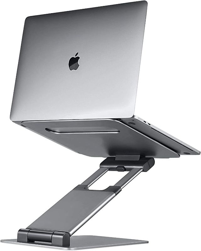 Photo 1 of Ergonomic Laptop Stand For Desk, Adjustable Height Up To 20", Laptop Riser Portable Computer, Laptop Stands, Fits All MacBook, Laptops 10 15 17 Inches, Pulpit Laptop Holder Desk Stand
