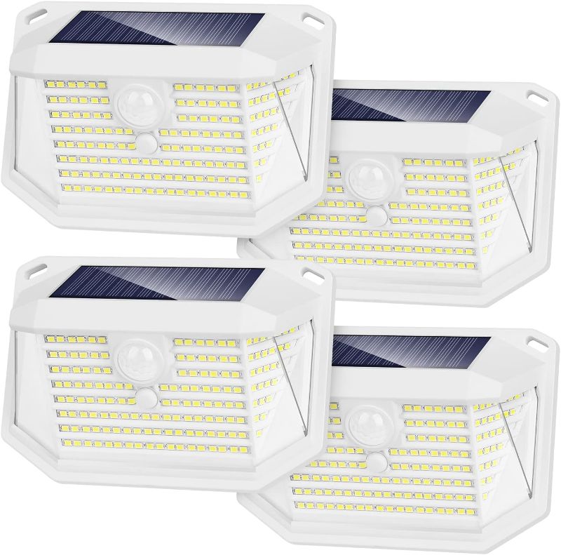 Photo 1 of Solar Outdoor Lights - 4-Pack Super Bright 178 LEDs Motion Sensor Security Lights with 270° Wide Angle/3 Modes IP65 Waterproof Solar Powered Wall Lights for Patio Garden Garage Yard Front Door
