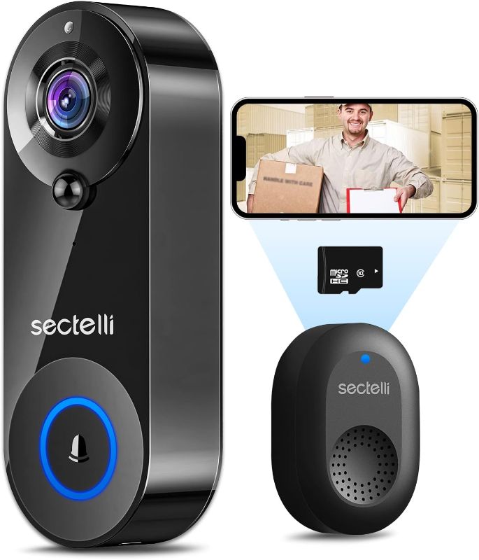 Photo 1 of sectelli 2023 Enhanced Doorbell Camera Wireless, Support WiFi at 5GHz Mixed with 2.4GHz, Support Link to Alexa Speaker, 1080P Video, 2-Way Audio,Battery Powered,Smart Video Doorbell
