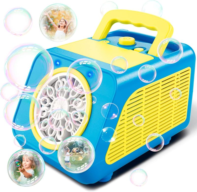 Photo 1 of Bubble Machine, Automatic Bubble Blower,20000+ Bubbles Per Minute, Big Bubble Hole,Bubble Maker,2 Speed Levels,Portable Bubble Machine for Kids Toddler,Outdoor Toys for Party, Birthday, Wedding,Stage
