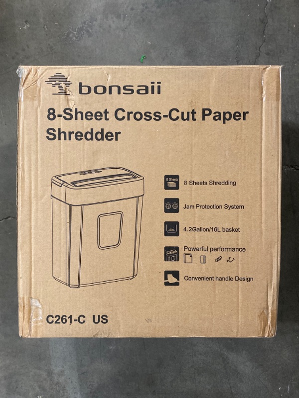 Photo 2 of Bonsaii 8-Sheet Cross Cut Paper Shredder, Credit Cards/Mail/Staples/Clips Shredder for Home Use with 4.2 Gallon Bin (C261-C)
