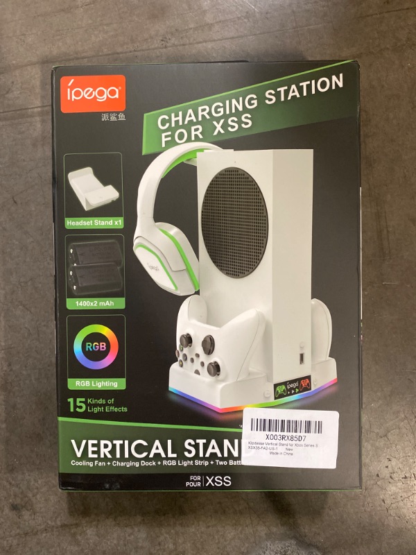 Photo 2 of RGB Cooling Stand & Charging Station for Xbox Series S with RGB Light, MENEEA Cooler Fan for Console & Fast Charger for Controller, Accessories with 2 * 1400mAh Rechargeable Batteries, Headphone Hook
