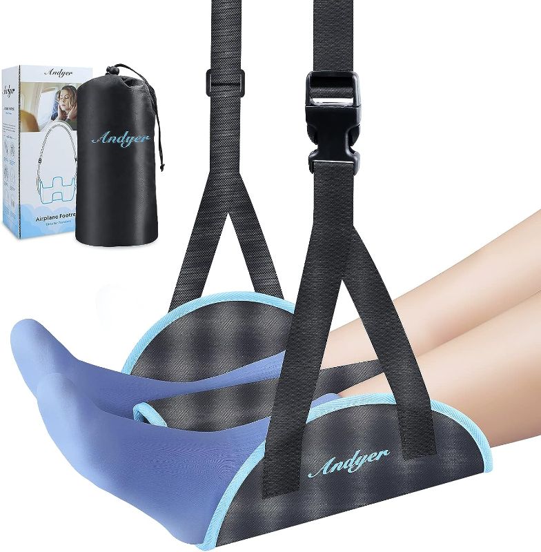 Photo 1 of Upgraded Airplane Footrest (Memory Foam) - Andyer 2 in 1 Airplane Foot Hammock for Airplane Travel Essentials - No Clashing Plane Foot Rest Airplane Leg Rest to Reduce Swelling and Soreness
